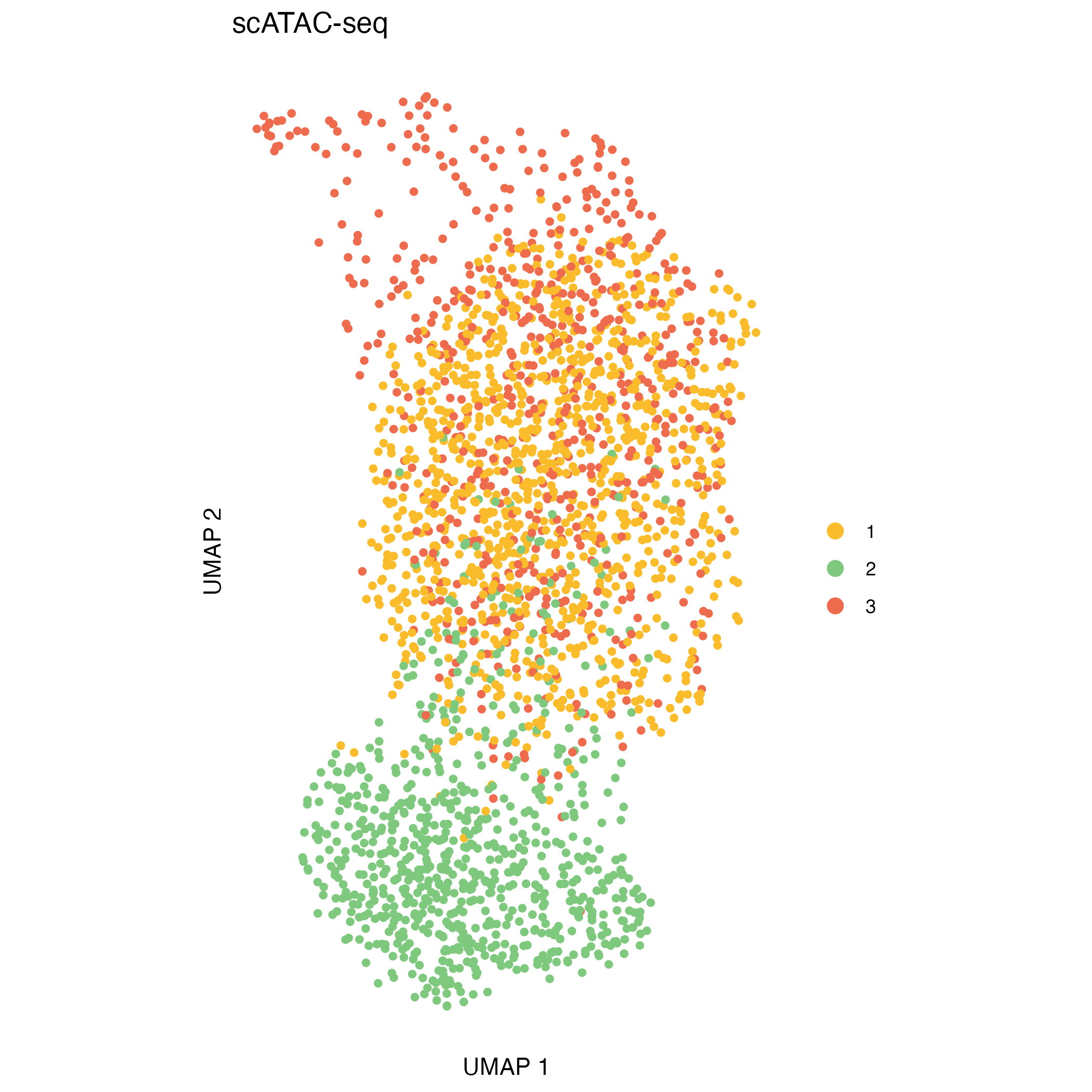 Copy number clusters projected on ATAC UMAP